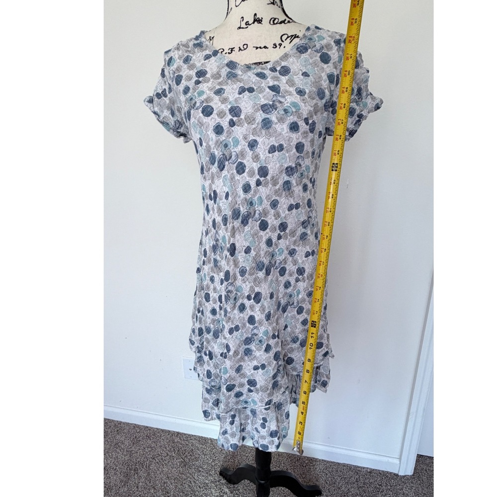 Nina Murati Blue Grey Polka Dot Cotton Gauze Tiered Dress Made in Italy Size M - Picture 4 of 15